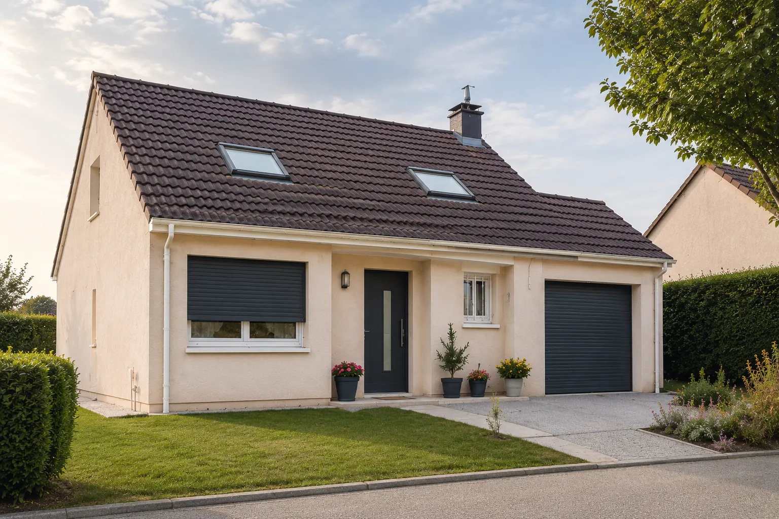 Maison équipée de menuiseries extérieures modernes