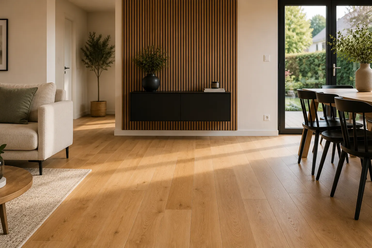 Parquet posé avec finitions soignées